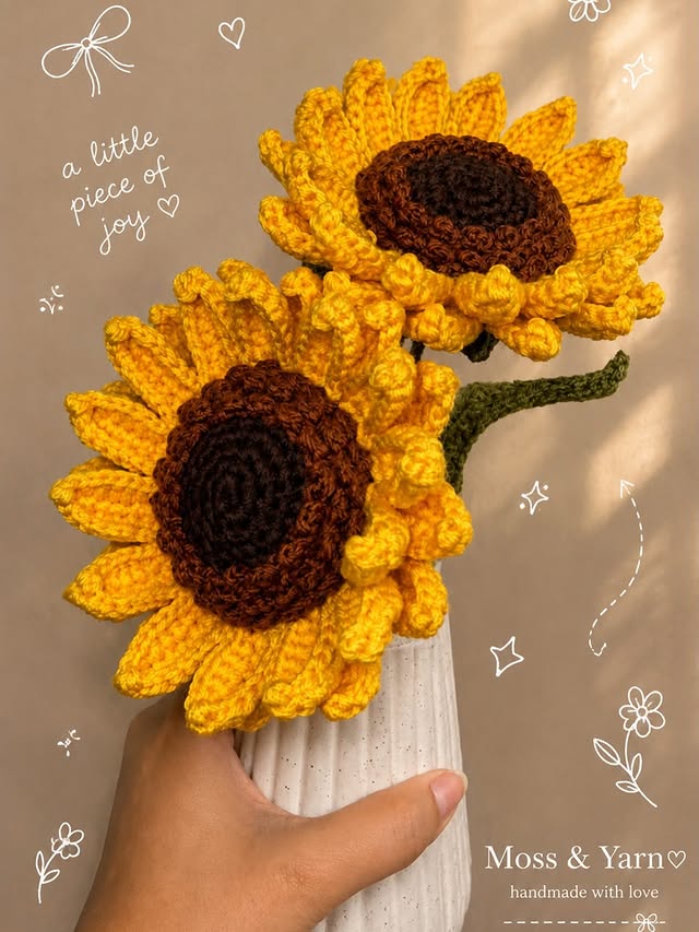 Handmade crochet sunflower bouquet