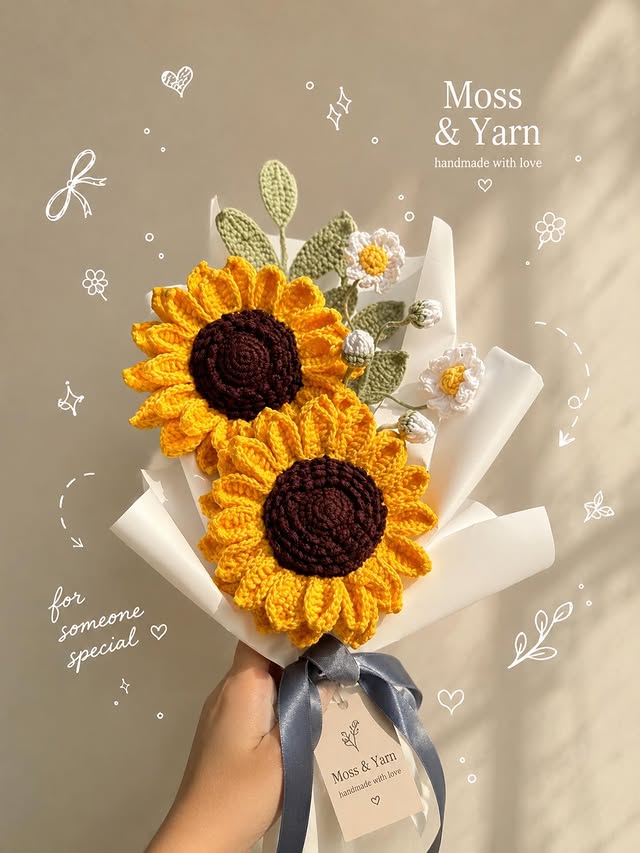 Sunflower crochet bouquet
