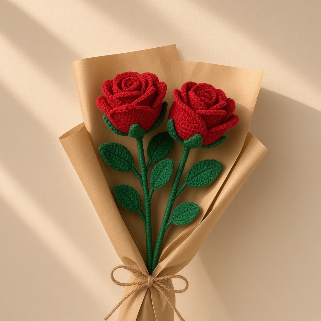 Handmade crochet Pair of Roses by Moss & Yarn, Bhubaneswar