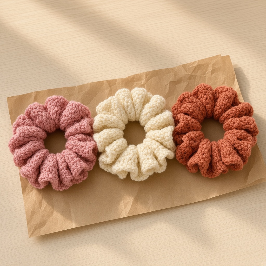 Handmade crochet Ruffle Scrunchies by Moss & Yarn, Bhubaneswar