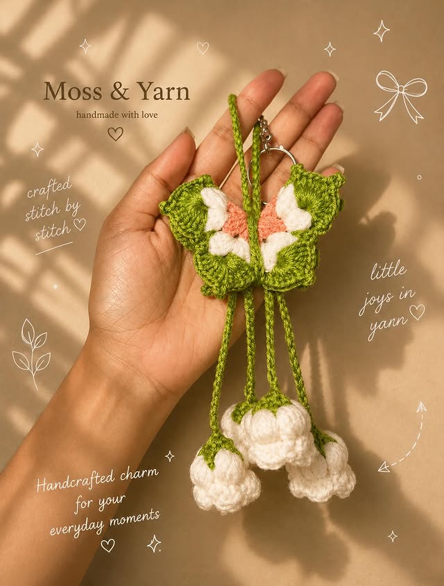 Small crochet charm with a metal clasp, Moss & Yarn, Bhubaneswar